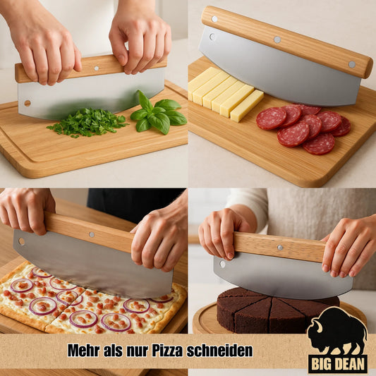BigDean Pizzamesser mit Klingenschutz 32cm Edelstahlklinge - Pizza Wiegemesser Pizzaschneider Pizza Zubehör Pizza Schneider image 2