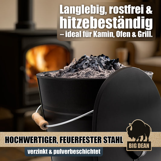 BigDean Ascheeimer mit Deckel 15 Liter mit Griff Ascheimer Oval image 2