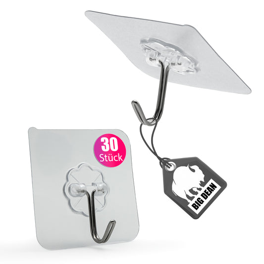 BigDean 30 Stück Klebehaken extra stark & selbstklebend – Wandhaken 180° drehbar - Haken ohne Bohren halten problemlos bis zu 10 kg image 1