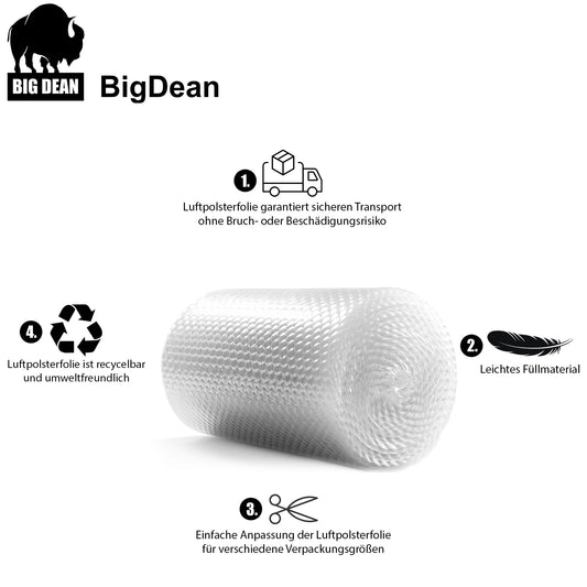 BigDean Premium Luftpolsterfolie Rolle 80 my 3-lagig 10m x 0,40m ideal als Verpackungsmaterial – extra starke & robuste Noppenfolie – Bubble Wrap Made in Germany image 2