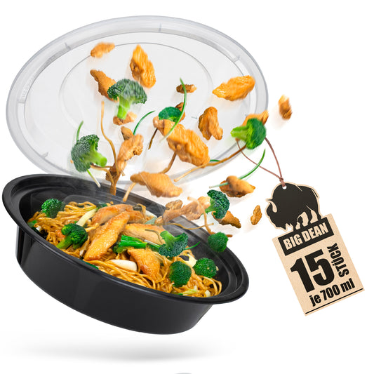 15 Stück runde Meal Prep Boxen 700ml mikrowellengeeignet wiederverwendbar lebensmittelecht Mealprepboxen Meal Prep Box Meal Prep Container Essensbox Lunchbox BigDean image 1