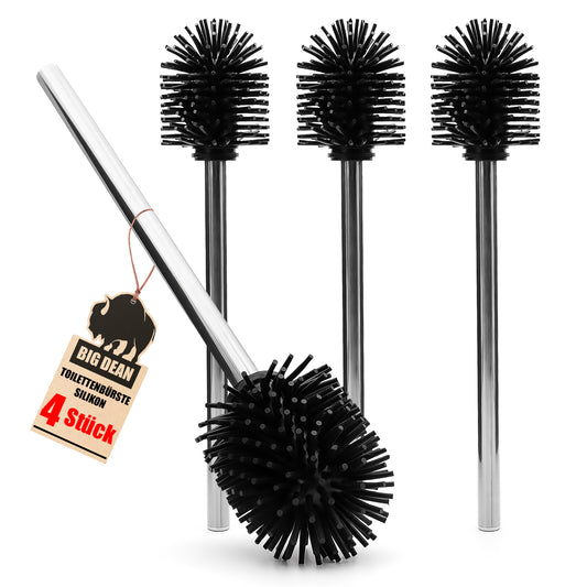 BigDean Silikon Klobürste – Silikon WC Bürste im 4er Set | Toilettenbürste Silikon Schwarz | WC Bürste Silikon Ersatzbürste – Flexibel, Antibakteriell & Hygienisch | Schnelltrocknend & Spritzfrei image 1