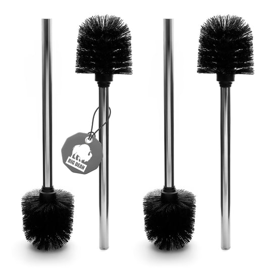BigDean 4 Stück Klobürste Schwarz – WC Bürsten mit 8cm Durchmesser, Abnehmbare Bürstenköpfe, Toilettenbürste mit Edelstahlstiel image 1