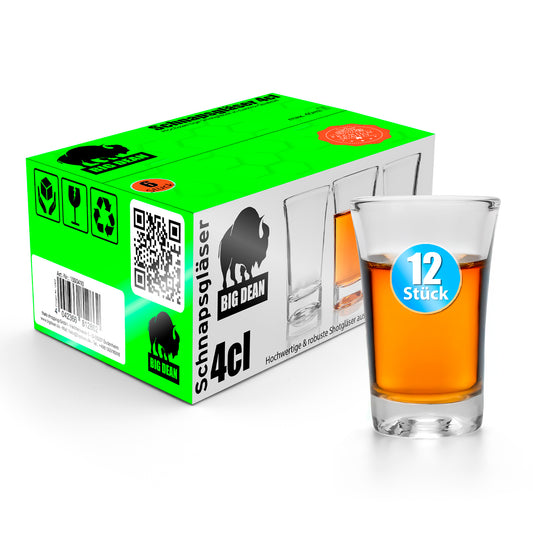 BigDean 12 Stück Schnapsgläser 4cl – Shotgläser in Gastro-Qualität & Geschenkbox image 1
