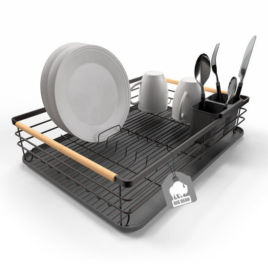 Abtropfgestell Geschirr aus Metall – platzsparendes Geschirrabtropfgestell mit Besteckkorb