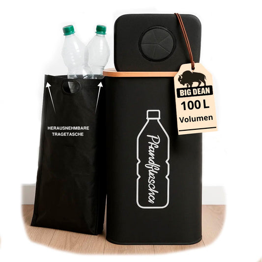 BigDean 100L Pfandflaschen Sammelbehälter mit Deckel inkl. Tragetasche - Pfandflaschen Behälter Flaschensammler Leergut Sammelbehälter Pfandsammler Flaschensammler Pfandflaschen image 1