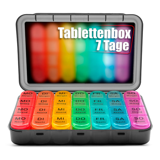 BigDean Tablettenbox 7 Tage luftdicht & lebensmittelecht – Medikamentenbox Morgens, Mittags, Abends & Nacht image 1
