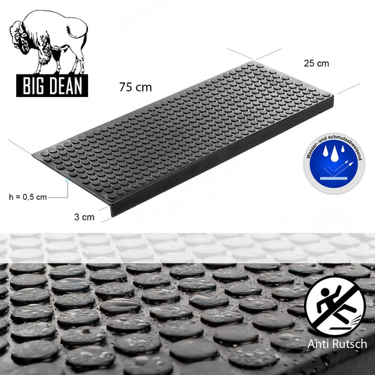 Stufenmatten aus Gummi – 75 x 25 cm – Outdoor Treppenstufenmatten – Anti Rutsch Gummimatten