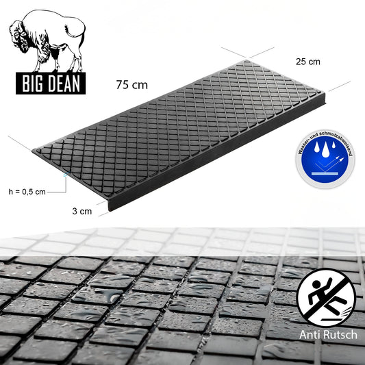 Stufenmatten aus Gummi – 75 x 25 cm – Outdoor Treppenstufenmatten – Anti Rutsch Gummimatten