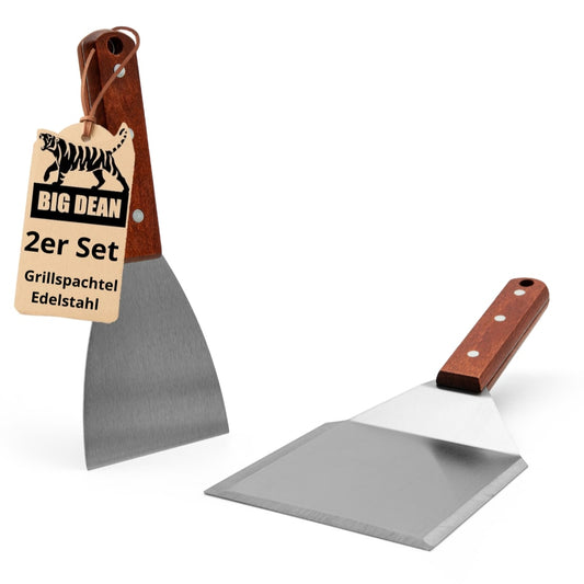 2er Set Grillspachtel Edelstahl + Holfgriffe image 1