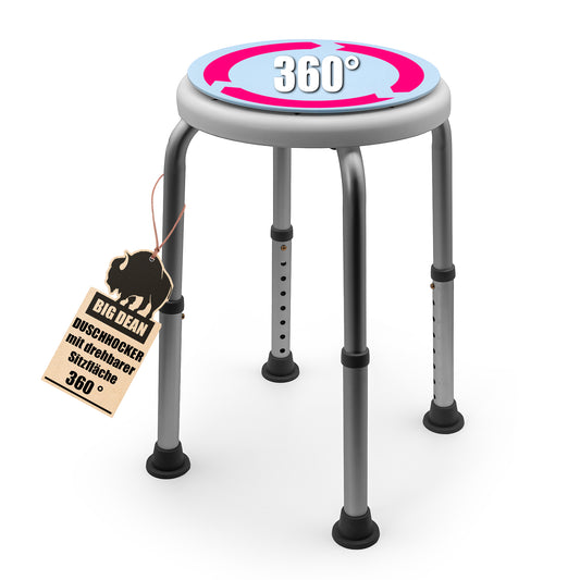 Duschhocker 360° drehbarer belastbarer Duschstuhl bis 136 kg höhenverstellbarer Duschhocker. rutschfest durch Gummifüße image 1