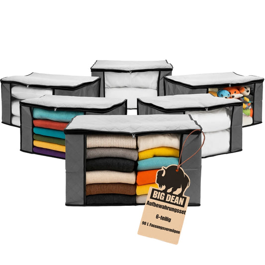 6 Stück große Aufbewahrungstasche 90L – Kleidung Aufbewahrung, Klamotten Aufbewahrung