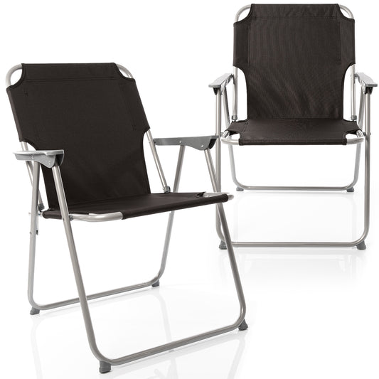 BigDean 2X Klappstuhl Faltstuhl Campingstuhl Angelstuhl schwarz robust klappbar bis 120kg belastbar klassischer Klappstuhl Gartenstuhl für Garten & Camping - Campingstuhl faltbar image 1