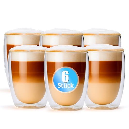 BigDean 6 Stück doppelwandige Latte Macchiato Gläser 300 ml – Kaffeegläser in Geschenkverpackung image 1