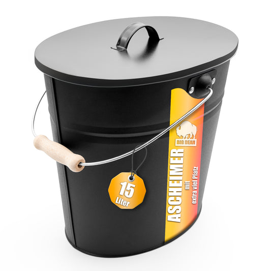 BigDean Ascheeimer mit Deckel 15 Liter mit Griff Ascheimer Oval image 1
