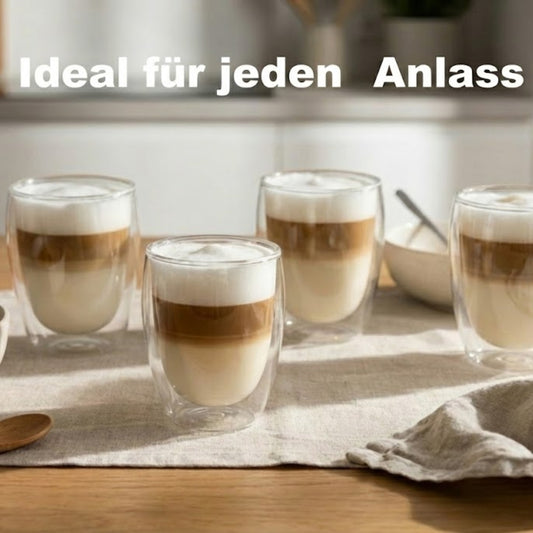 BigDean 6x 300ml doppelwandige Latte Macchiato Gläser Borosilikatglas - doppelwandige Kaffeegläser Cappuccino Gläser doppelwandige Gläser Kaffeegläser Thermogläser image 2