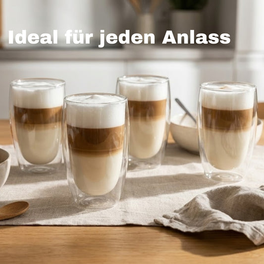 BigDean 2x 400ml doppelwandige Latte Macchiato Gläser Set Thermogläser aus Borosilikatglas 2