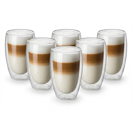 6x 400ml doppelwandige Latte Macchiato Gläser Set Thermogläser aus Borosilikatglas
