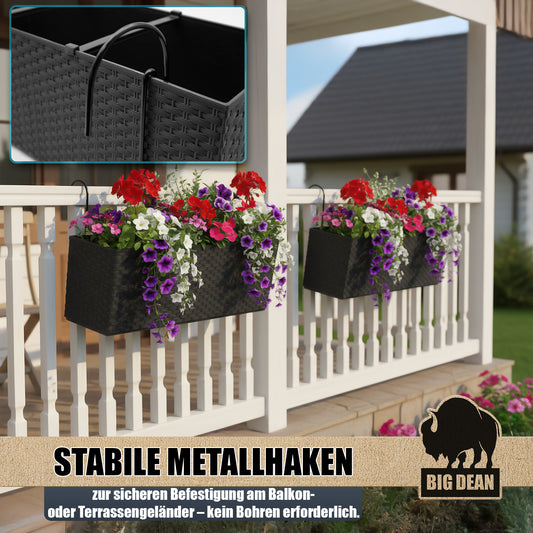 BigDean 2 Stück Blumenkasten mit Wasserspeicher und Anzeiger sowie passenden Haltern 50cm image 2