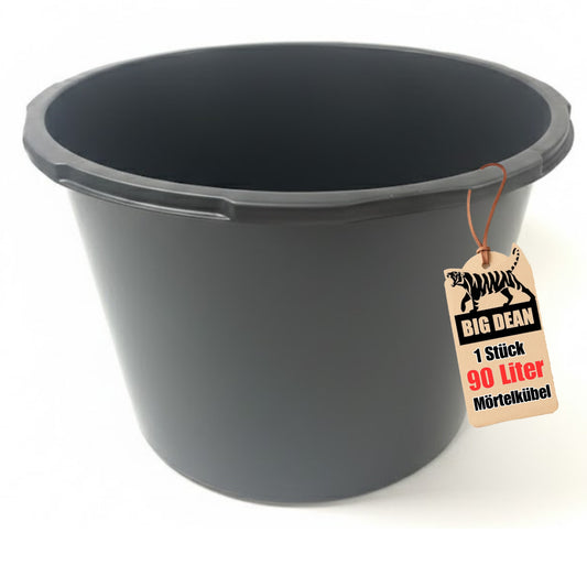 BigDean Mörtelkübel 90 Liter, Schwarz, Kunststoff, Made in Poland, UV-beständig, Stapelbar, Maurerwanne für Baustelle image 1