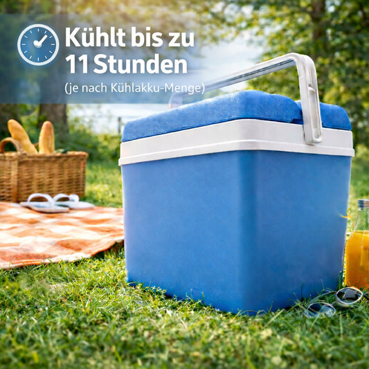 Kühlbox 24 Liter Set inkl. 6 Kühlakkus, blau/weiß, ohne Strom, bis zu 11 Std. Kühlung Made in Europe 2
