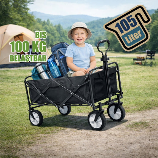 Bollerwagen faltbar 105L, bis 100 kg belastbar – klappbarer Handwagen 2