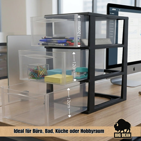 Große Schubladenbox A4 Schubladenschrank Schreibtisch Organizer Transparent mit extra hohen Schubladen image 2