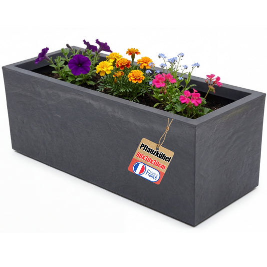 BigDean Pflanzkübel Vulkano, 72L Kübel rechteckig, Blumenkasten mit Wasserspeicher, Balkon Terrasse, Blumenkübel (Anthrazit) image 1