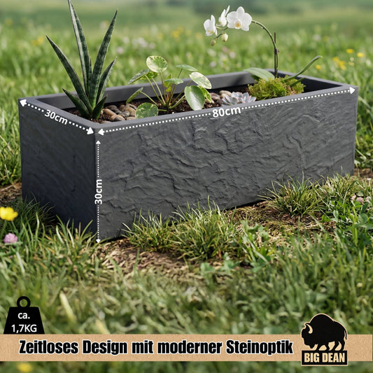 BigDean Pflanzkübel Vulkano, 72L Kübel rechteckig, Blumenkasten mit Wasserspeicher, Balkon Terrasse, Blumenkübel (Anthrazit) image 2