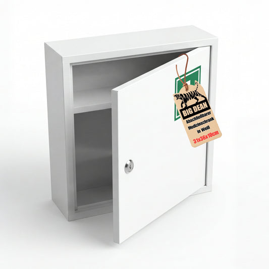 BigDean Medizinschrank aus Stahl abschließbar mit 2 Schlüsseln 36x31,5x10cm HXBXT image 1