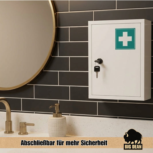 BigDean Medizinschrank aus Stahl abschließbar mit 2 Schlüsseln 36x31,5x10cm HXBXT image 2
