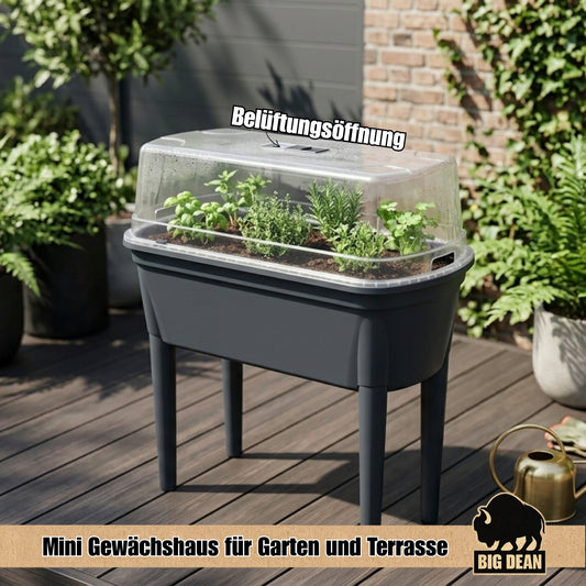BigDean Hochbeet Frühbeet mit abnehmbaren Beinen und Deckel | Frühbeet für Garten und Balkon | aus robustem Kunststoff | Anthrazit | wetterfest | 78 x 82 x 37 cm image 2
