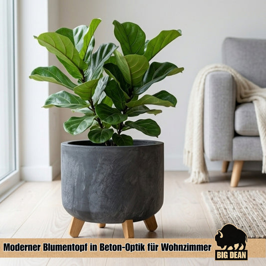Pflanzkübel 28,5cm Anthrazit Beton Optik | Runder Blumentopf mit Abnehmbaren Füßen | UV- & Frostbeständiger Übertopf | Modernes Design für Haus, Balkon & Garten image 2