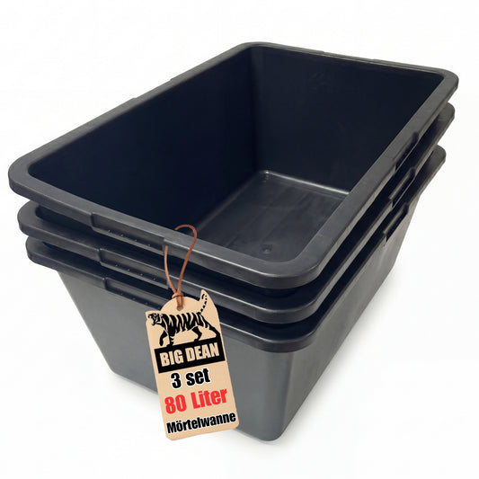 BigDean 3 Stück Mörtelwanne 80 Liter 78x47x30 eckig Made in Europe sehr stabil Pflanztopf Miniteich image 1