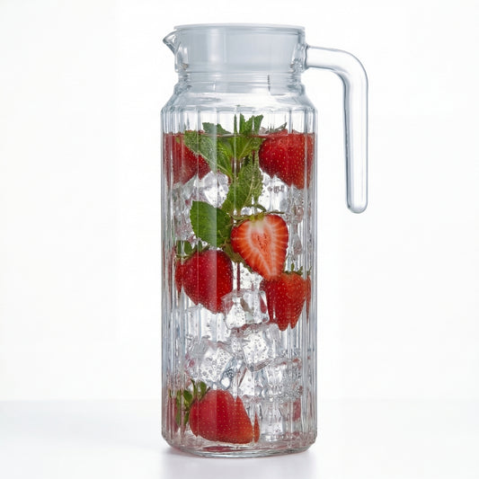 Kühlschrankkrug 1,1 Liter Glas Wasserkrug mit Deckel ergonomischer Griff image 1