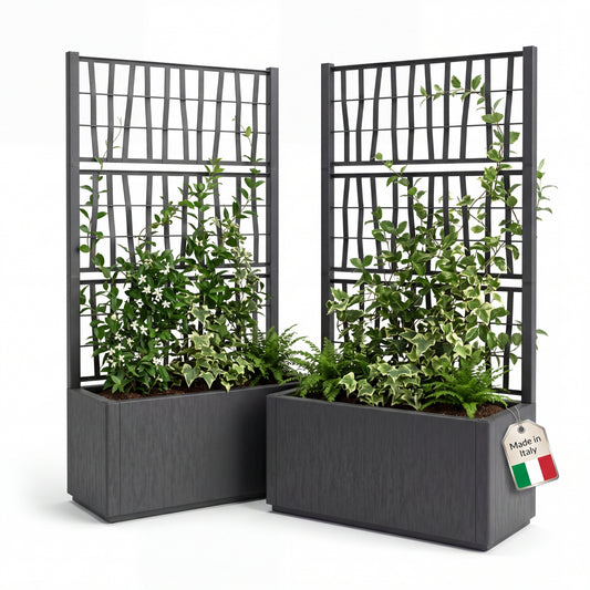 BigDean 2 x Blumenkasten mit Rankgitter Pflanzkasten 80x36x 140 cm hoch Made in Europa image 1