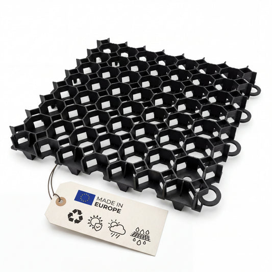 Kunststoff Rasengitter befahrbar Rasengitterplatten Rasenwaben Bodenwaben Paddockplatten Gehwegplatten 50x50x4 cm - schwarz - 4 Stück (1qm) image 1
