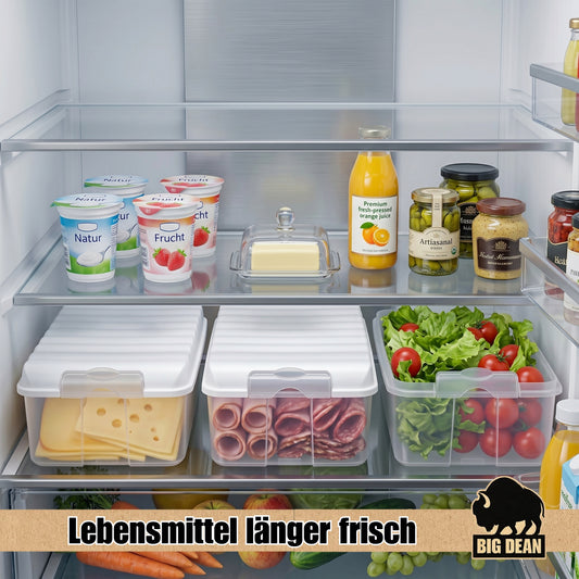 BigDean Aufschnittboxen 3x 2,5l mit Deckel 6 teilig | Made in Germany Kühlschrank Organizer, stapelbare Aufschnittdosen, Wurstdosen Käsedosen Set mit Deckel image 2