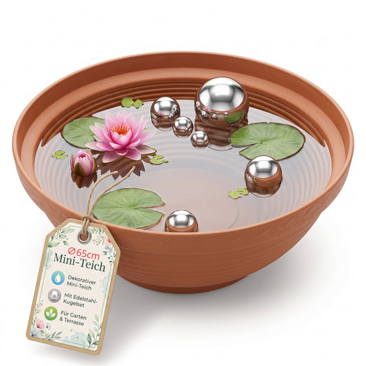 XXL Miniteich Brunnen Set Schale mit Teichkugeln innen und außen Komplettset 65cm Durchmeseser image 1