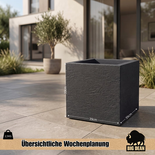 BigDean Blumentopf Gross draussen quadratisch 39x39cm Gross | Made in Europa Design image 2