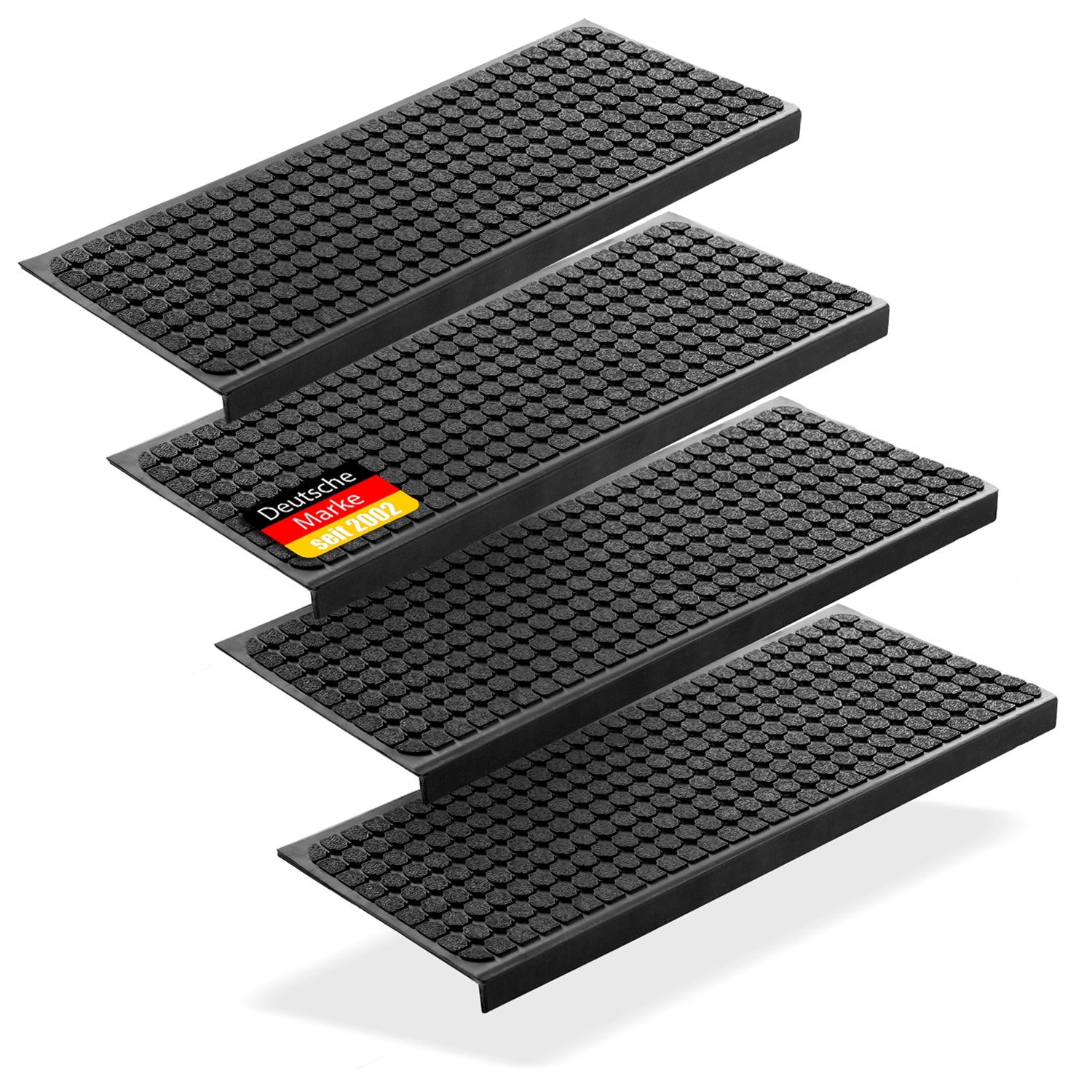4 Stück Stufenmatten aus Gummi – 75 x 25 cm – Outdoor Treppenstufenmatten