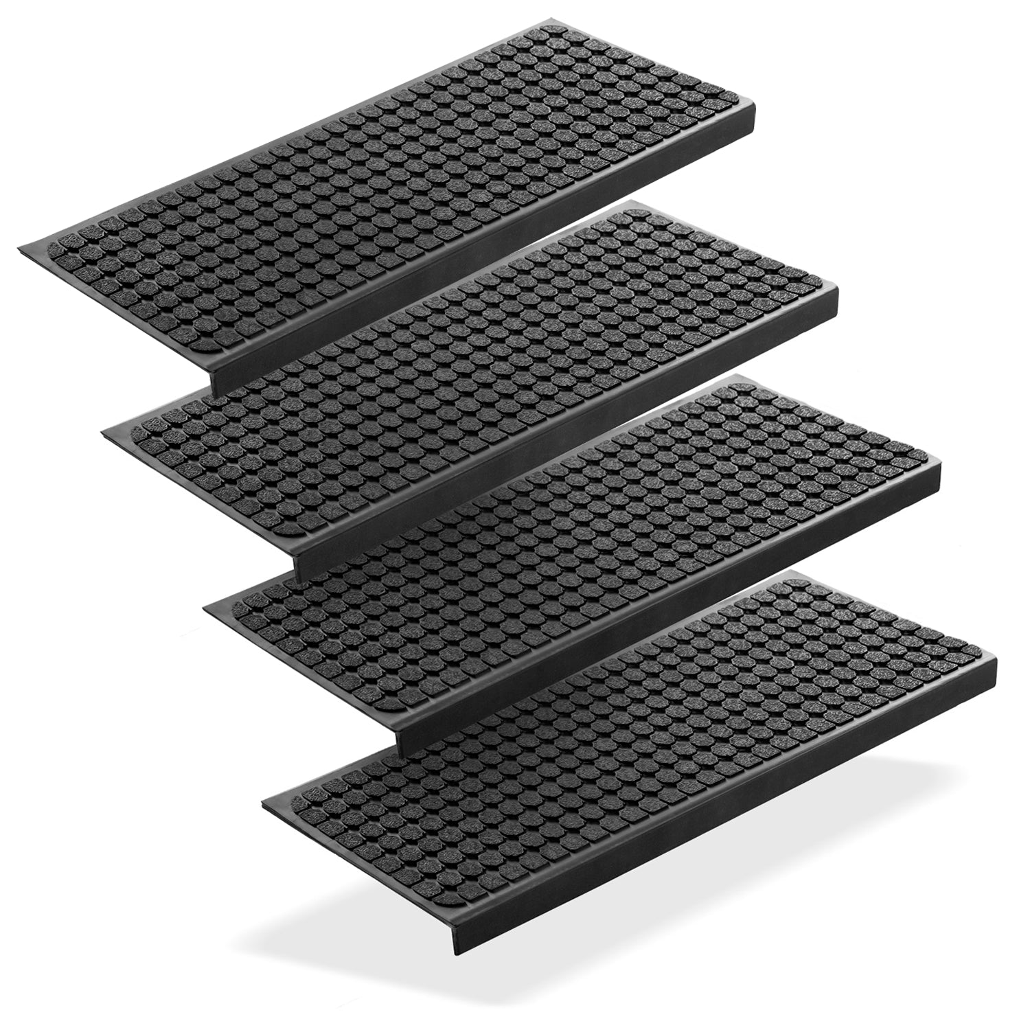 4 Stück Stufenmatten aus Gummi – 75 x 25 cm – Outdoor Treppenstufenmatten