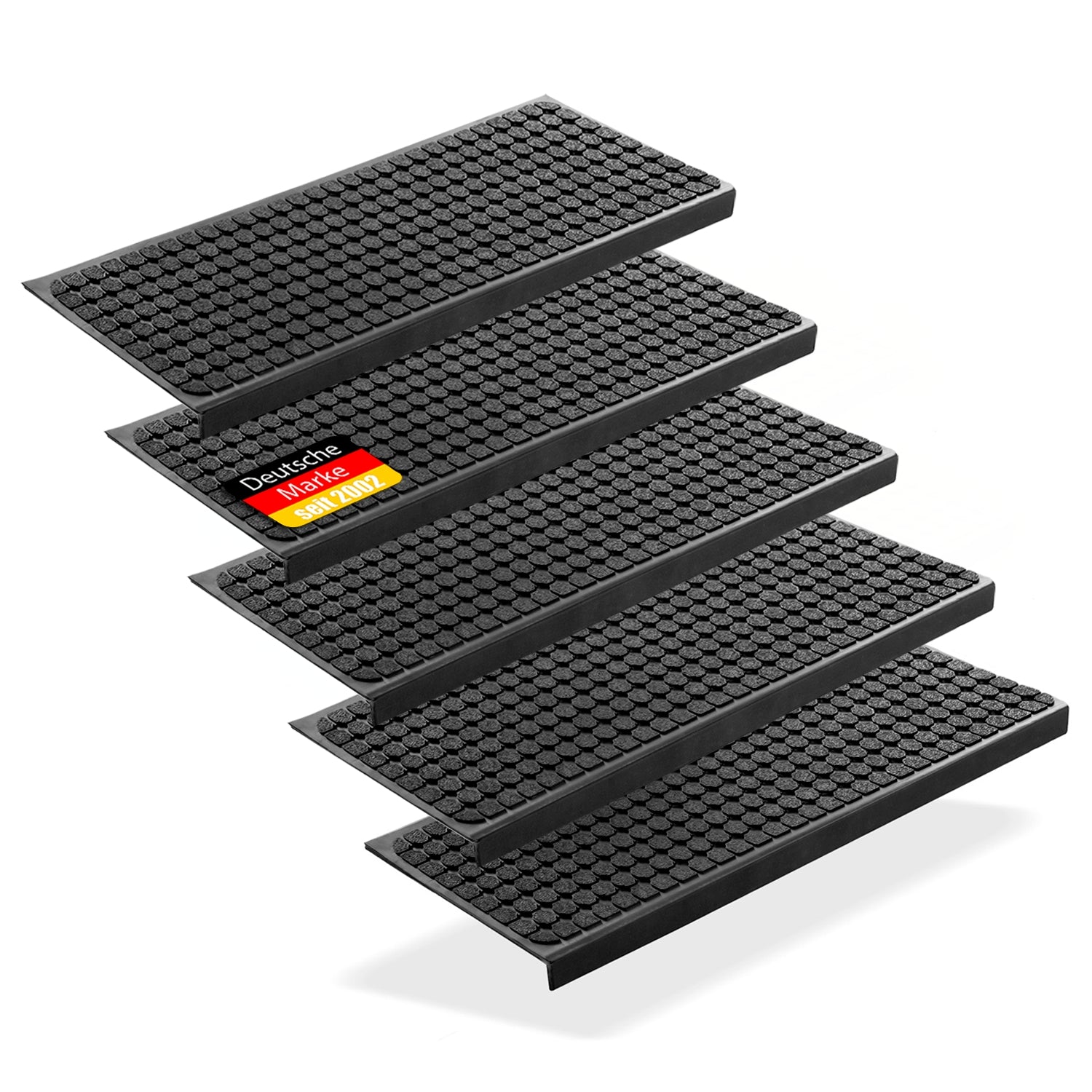 5 Stück Stufenmatten aus Gummi – 75 x 25 cm – Outdoor Treppenstufenmatten