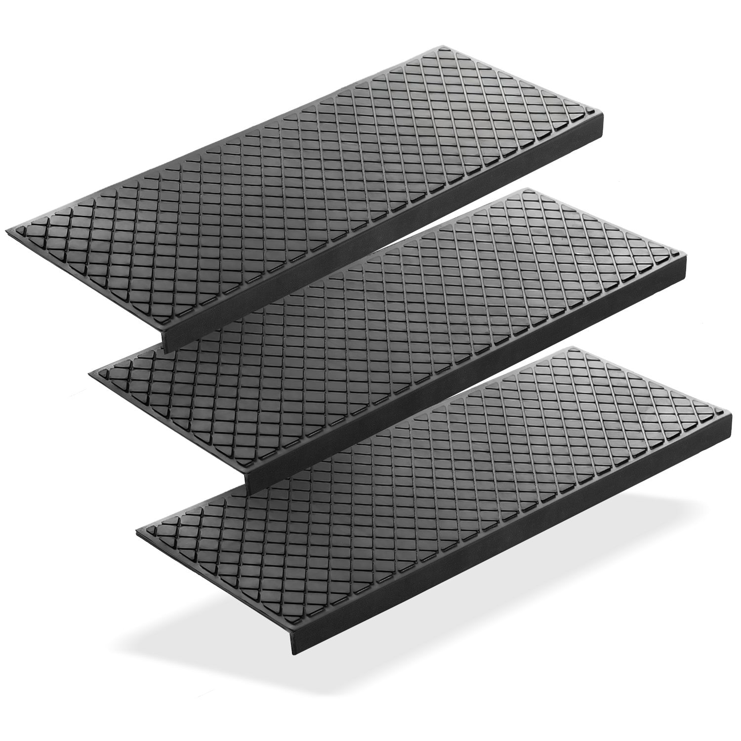 3 Stück Stufenmatten aus Gummi – 75 x 25 cm – Outdoor Treppenstufenmatten