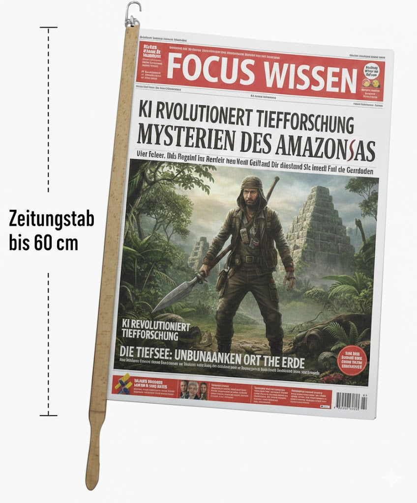 Zeitungshalter Primus mit Einspannlänge 60cm Buche natur