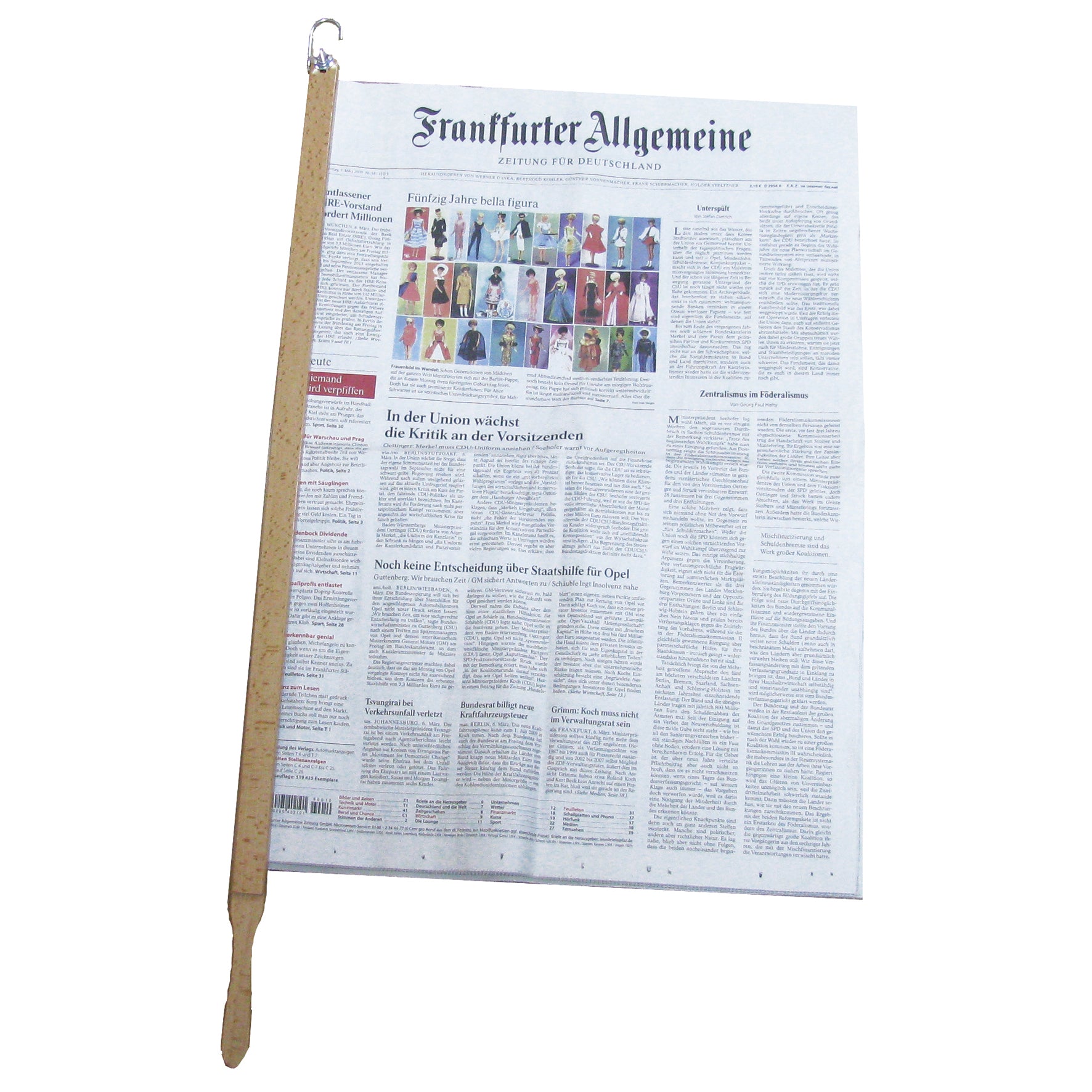 BigDean Zeitungshalter Primus mit Einspannlänge 60cm Buche Natur image 1