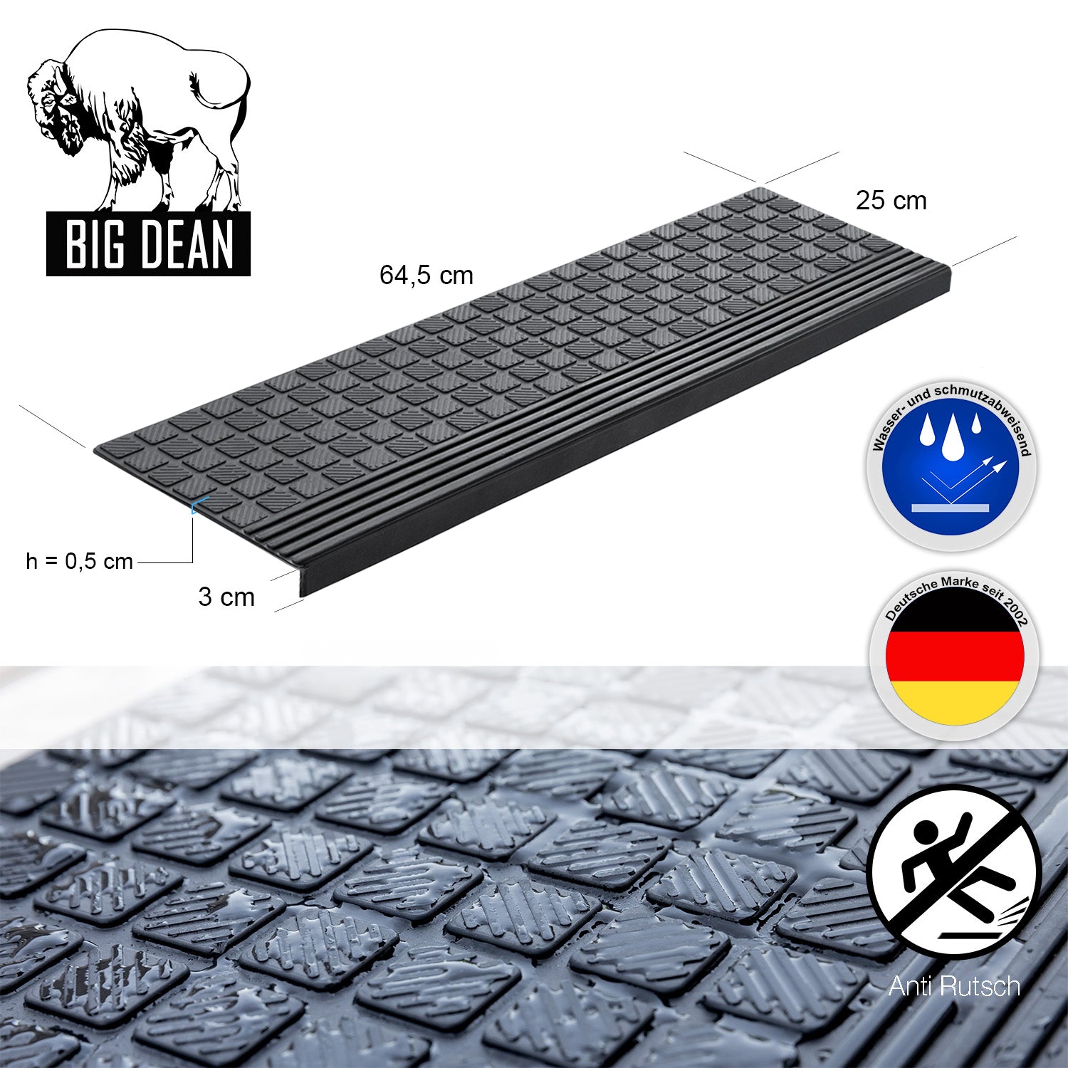 4er Set Treppenstufen Matten Außen Gummi Stufenmatten Antirutschmatten Treppe Gummimatten
