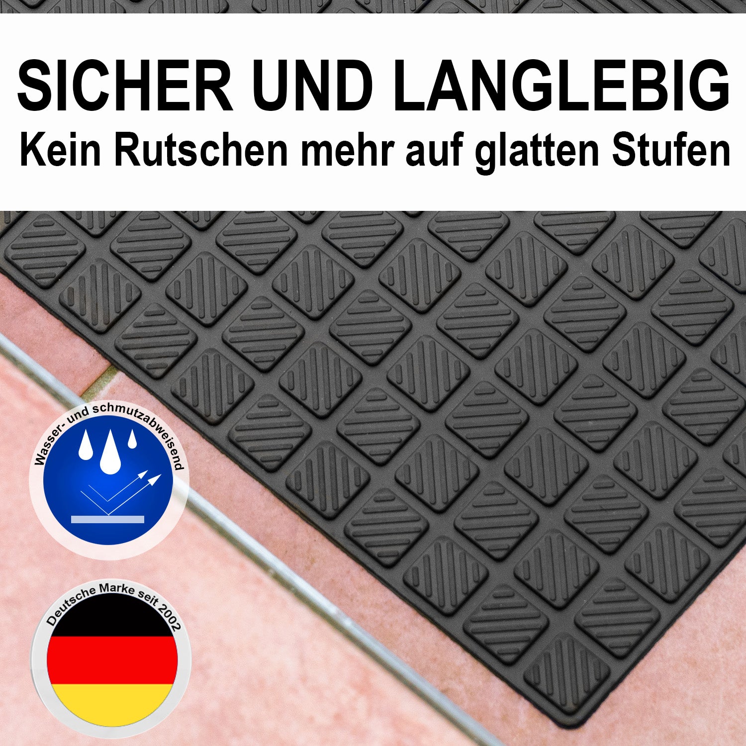 4er Set Treppenstufen Matten Außen Gummi Stufenmatten Antirutschmatten Treppe Gummimatten