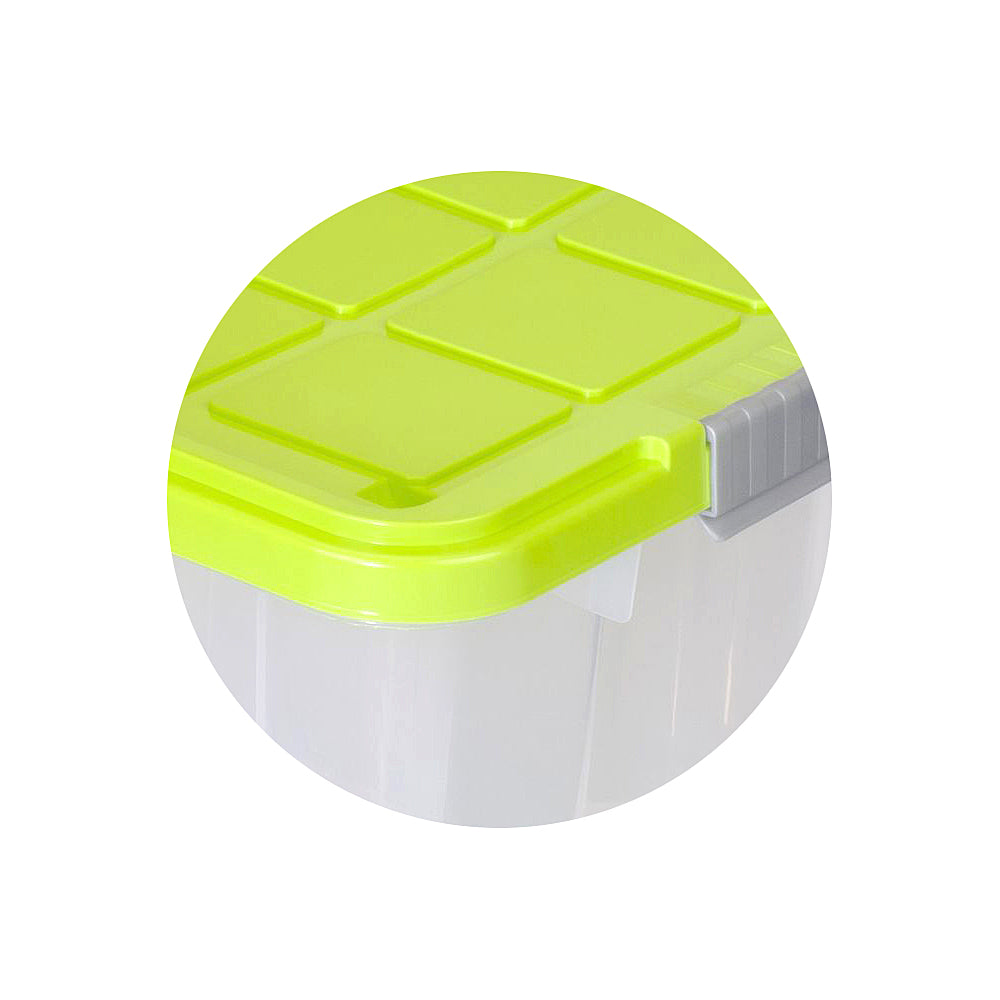 Aufbewahrungsbox mit Deckel und Rollen Kunststoffbox transparent limegrün Kiste durchsichtig 4x 2