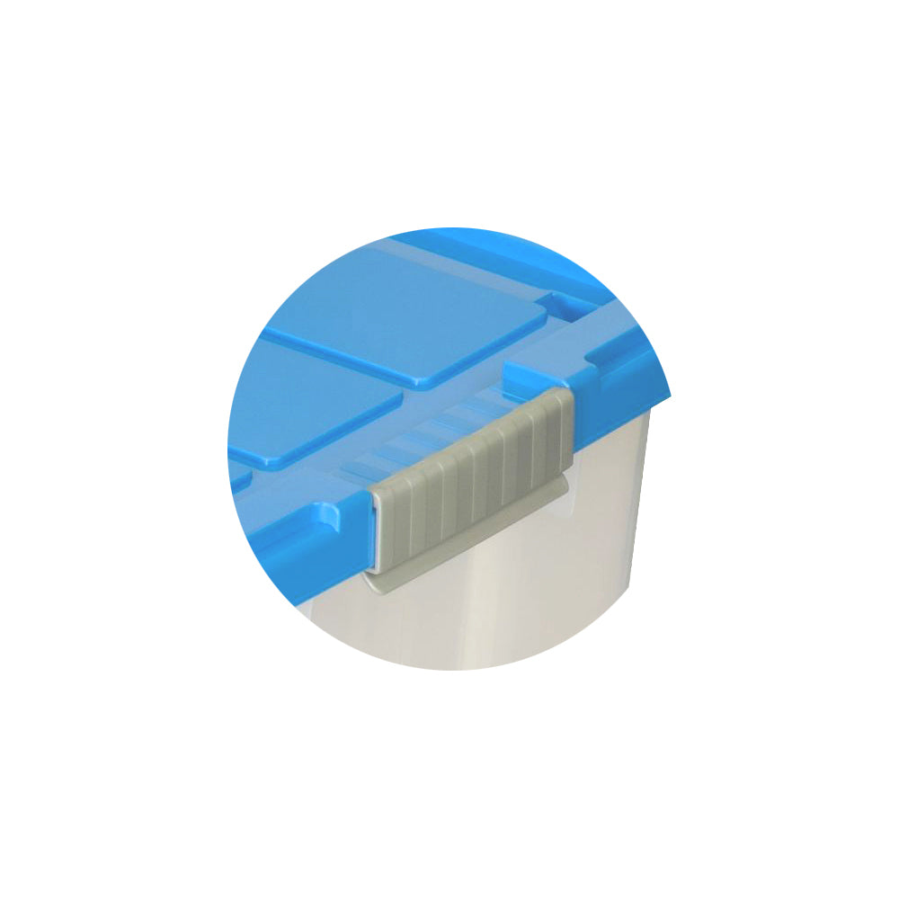 Aufbewahrungsbox mit Deckel und Rollen Kunststoffbox transparent azurblau Kiste durchsichtig 4x 2